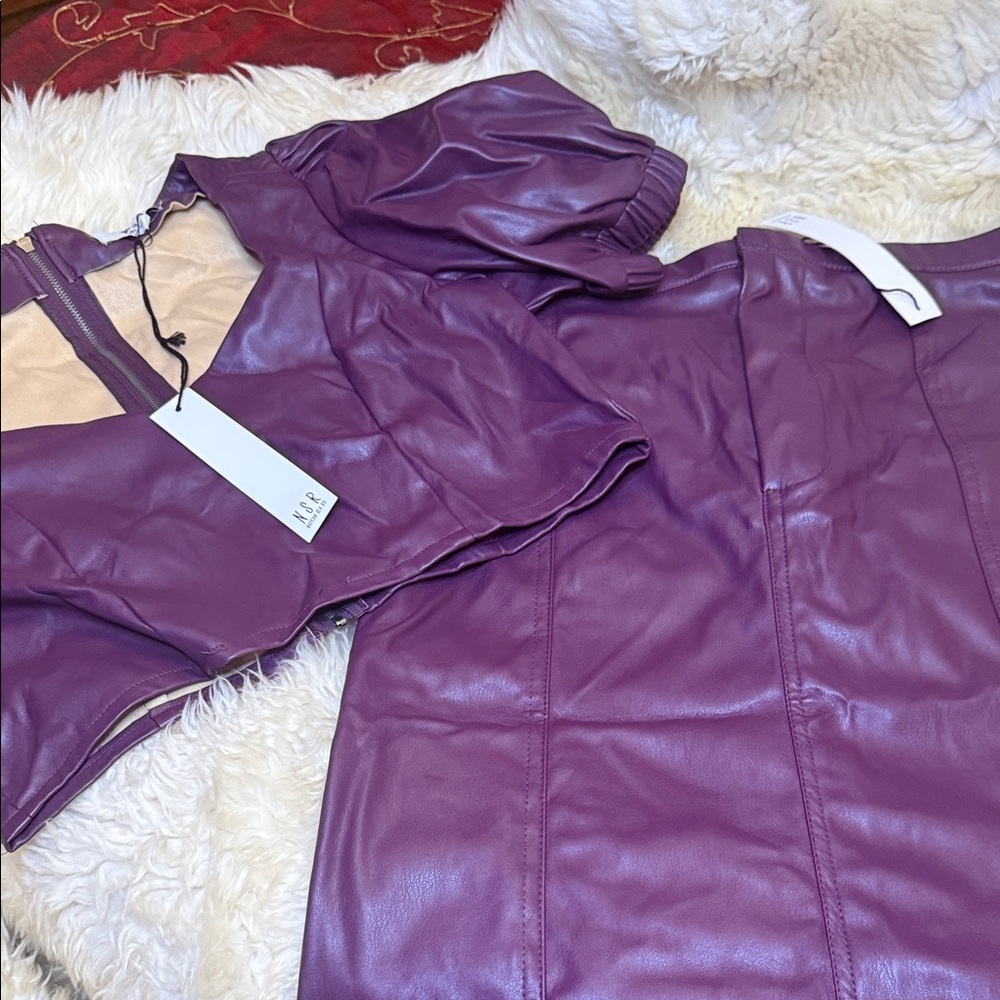 NSR Purple and Beige Zippered Top
